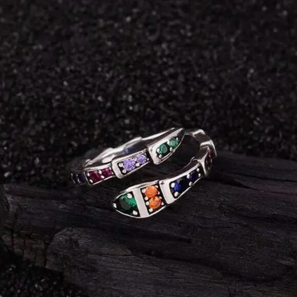 The Multi-Colored Serpent Ring in 925 silver - Picture 10 of 10